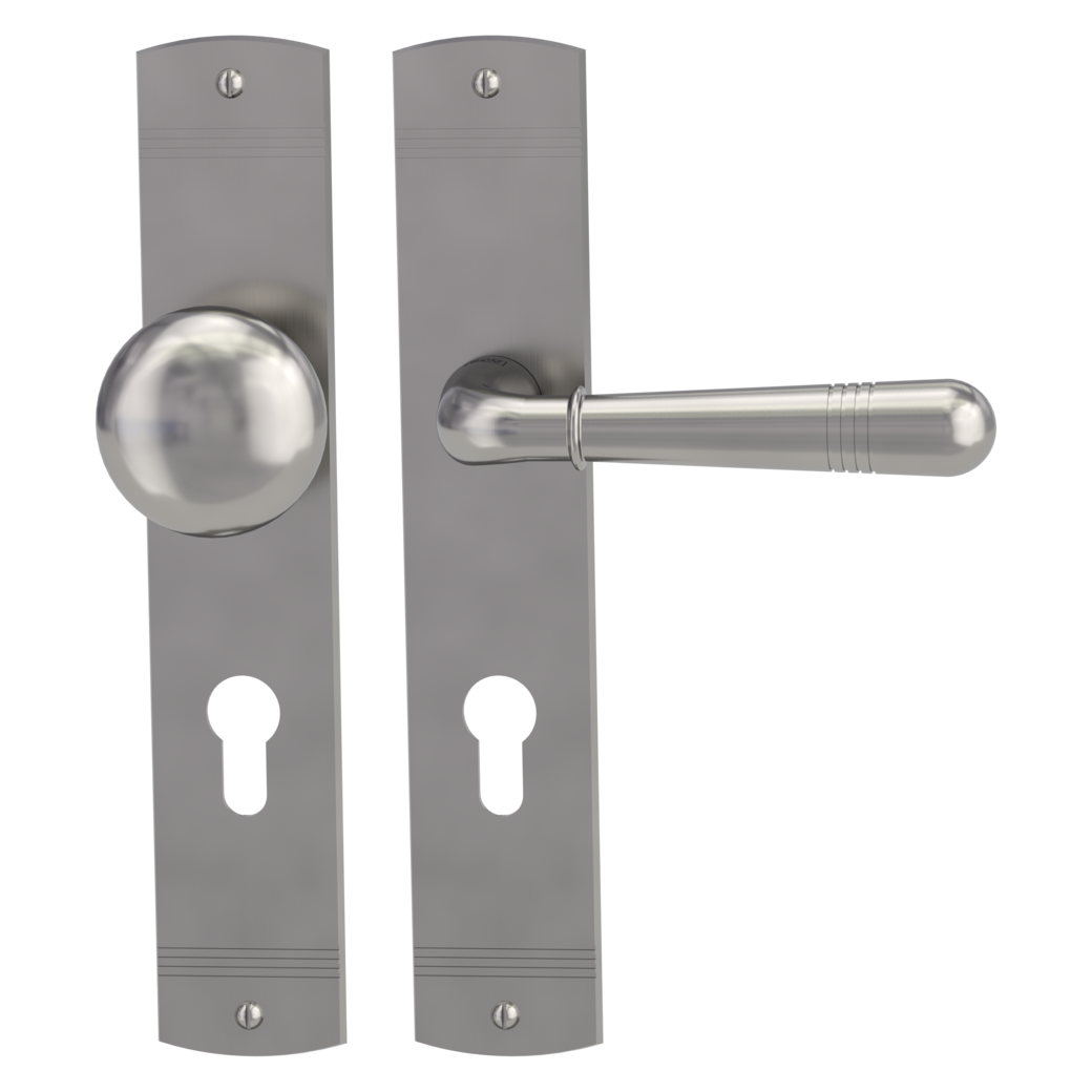 knob handle rose set FABIO deco screw long plate freeform knob R21 velvety grey R