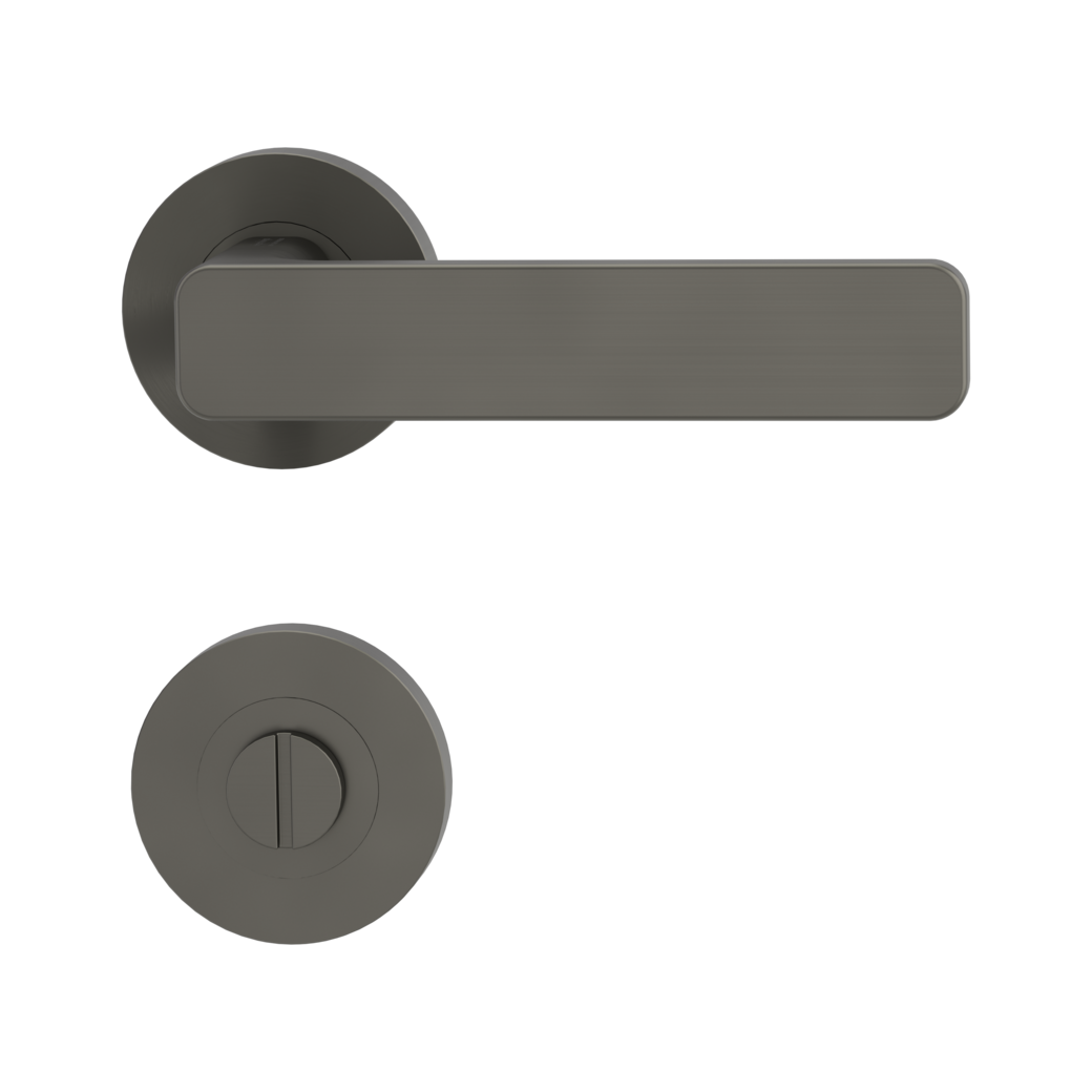 MINIMAL MODERN door handle set Screw-on system GK4 round escutcheons WC cashmere grey