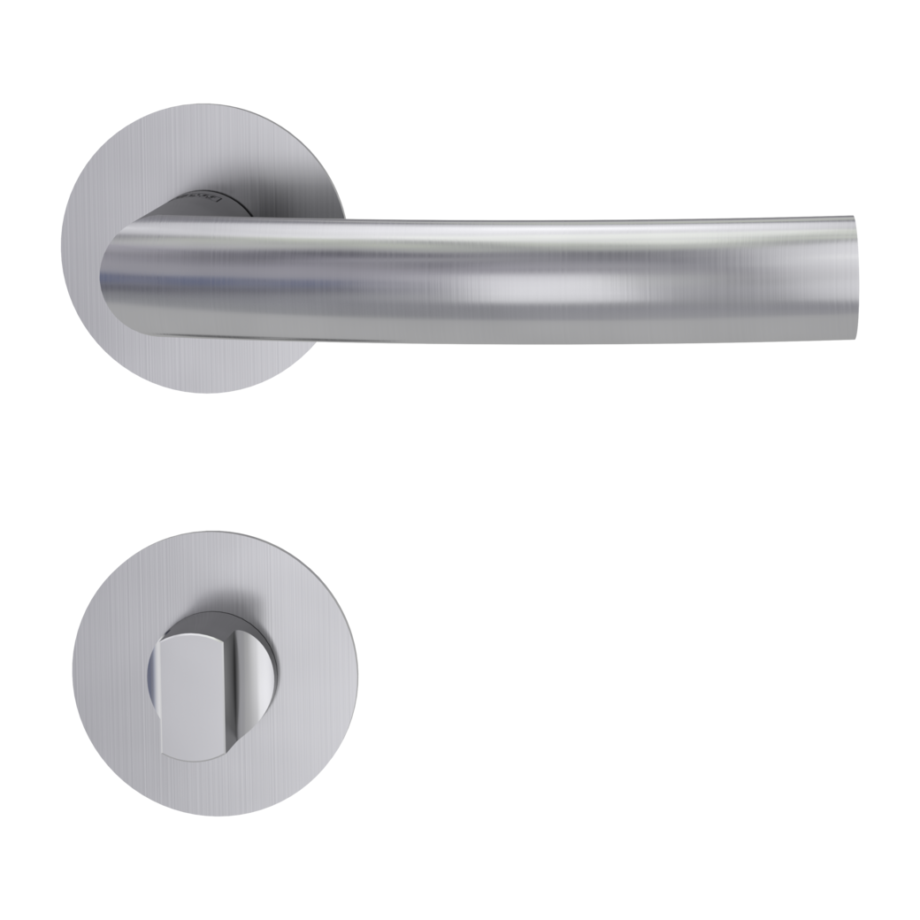 LORITA PIATTA S door handle set Flat escutcheons round WC satin stainless steel