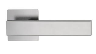 Freigestelltes Produktbild im idealen Blickwinkel fotografiert zeigt GRIFFWERK Rosettengarnitur CUBICO PIATTA S QUATTRO in der Ausführung unverschließbar - Edelstahl matt - Flachrosette