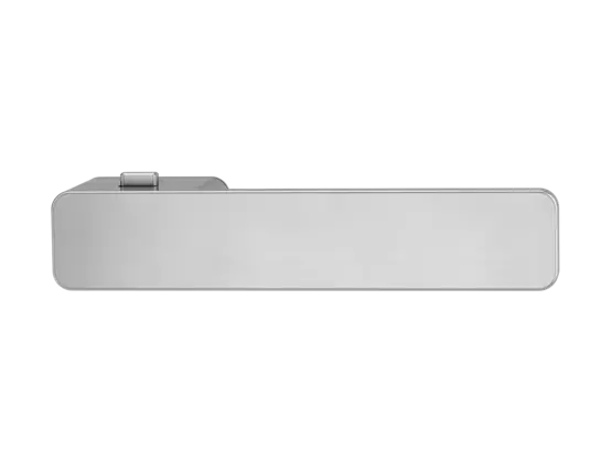 Freigestelltes Produktbild im idealen Blickwinkel fotografiert zeigt die GRIFFWERK Rosettengarnitur DESM R8 ONE in der Ausführung smart2lock - Samtgrau - Schraubtechnik 