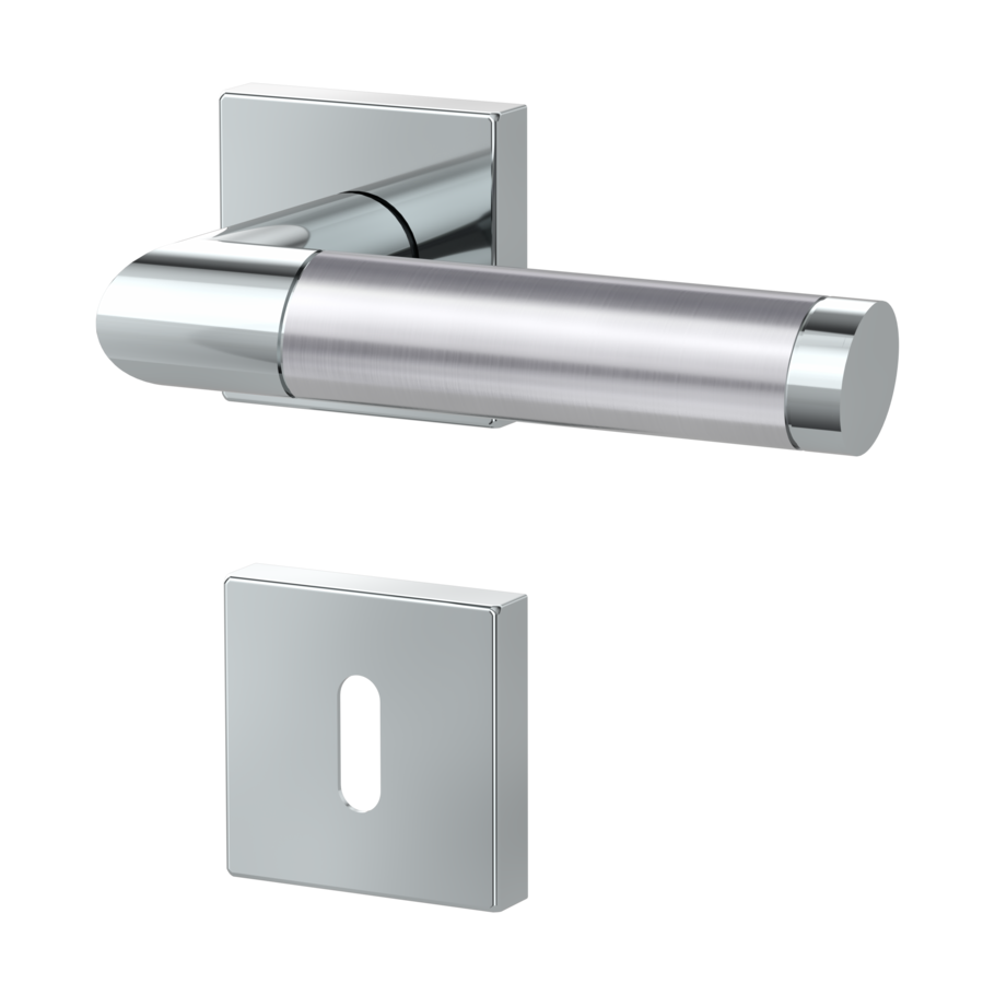 door handle set CHRISTINA QUATTRO clip on cl3 rose set square mortice lock polished/brushed steel
