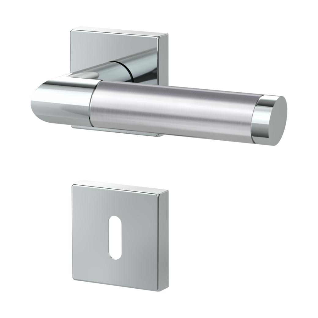 door handle set CHRISTINA QUATTRO clip on cl3 rose set square mortice lock polished/brushed steel