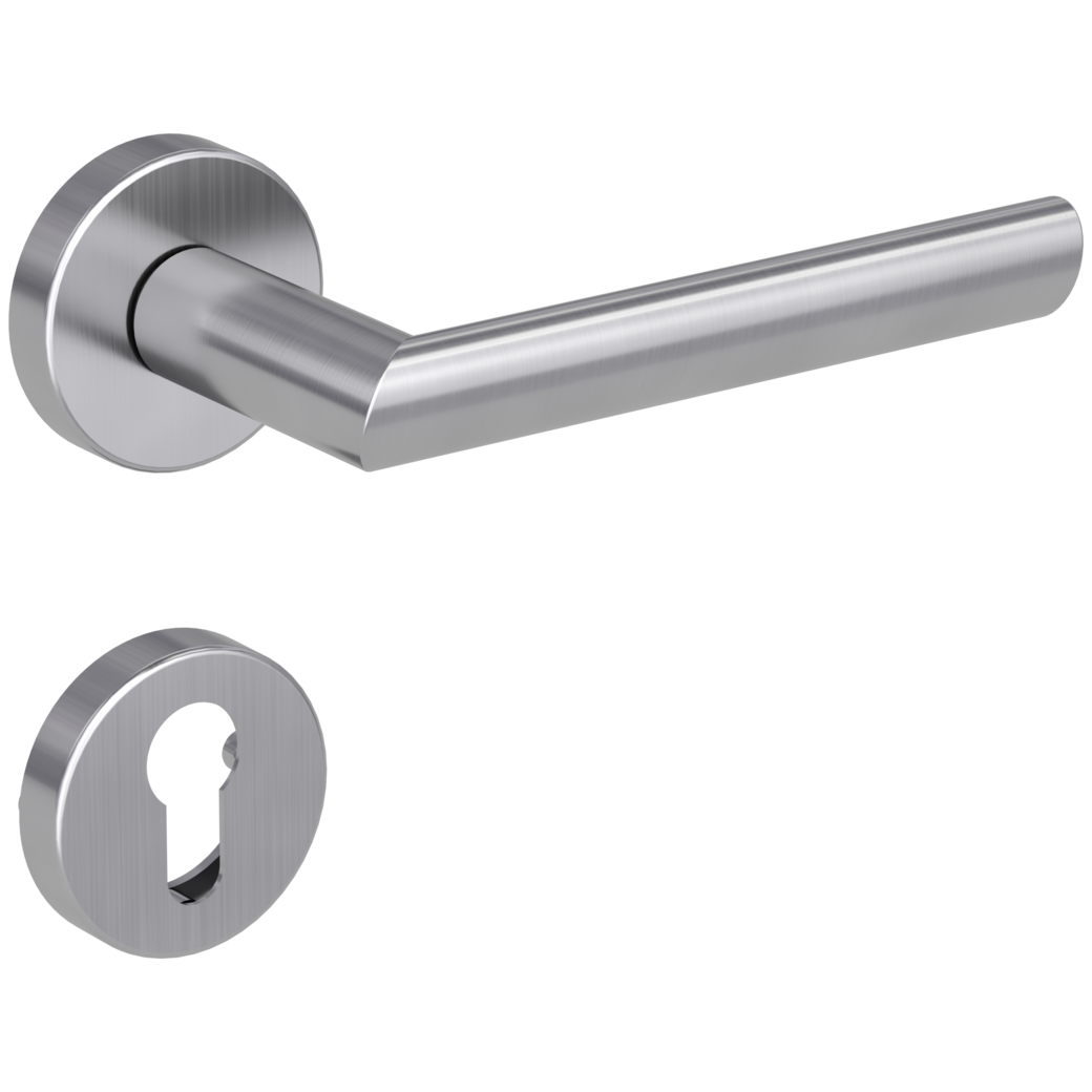 door handle set OVIDA clip on cl3 rose set round euro profile brushed steel