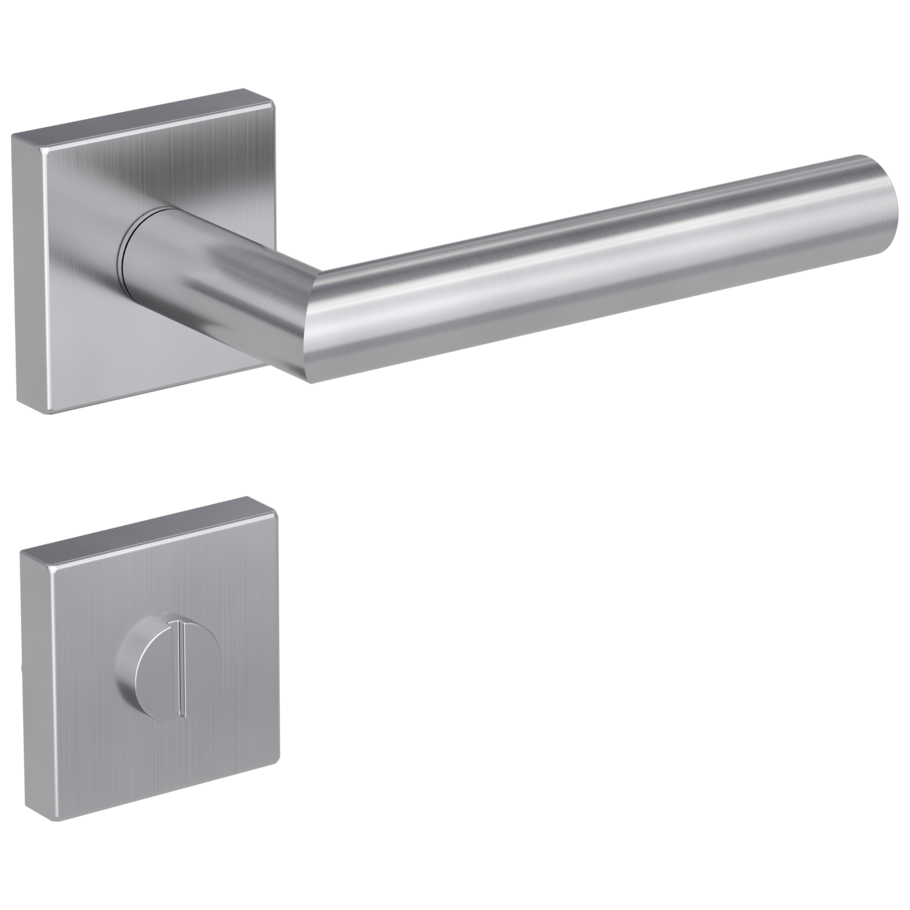 door handle set LUCIA SQUARE clip on cl3 rose set square wc brushed steel
