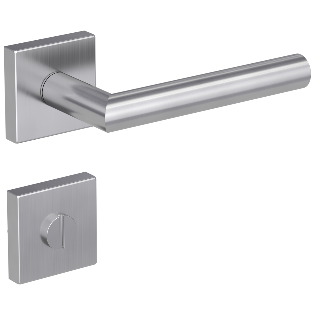 LUCIA SQUARE door handle set Clip-on sys.GK3 straight-edged escut. WC satin stainless steel