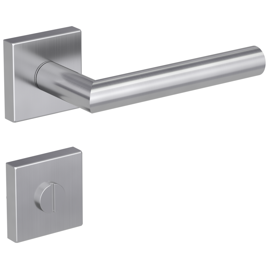 Isolated product image in the right-turned angle shows the GRIFFWERK rose set square LUCIA SQUARE in the version turn and release - brushed steel - clip on technique outside view