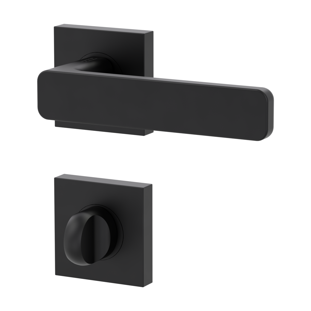 MINIMAL MODERN door handle set Screw-on sys.GK4 straight-edged escut. WC graphite black