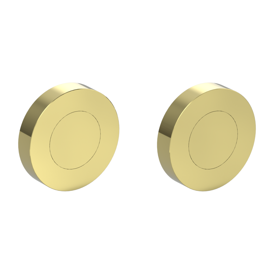 Pair of escutcheons zinc round blank escutcheon Screw-on system brass effect