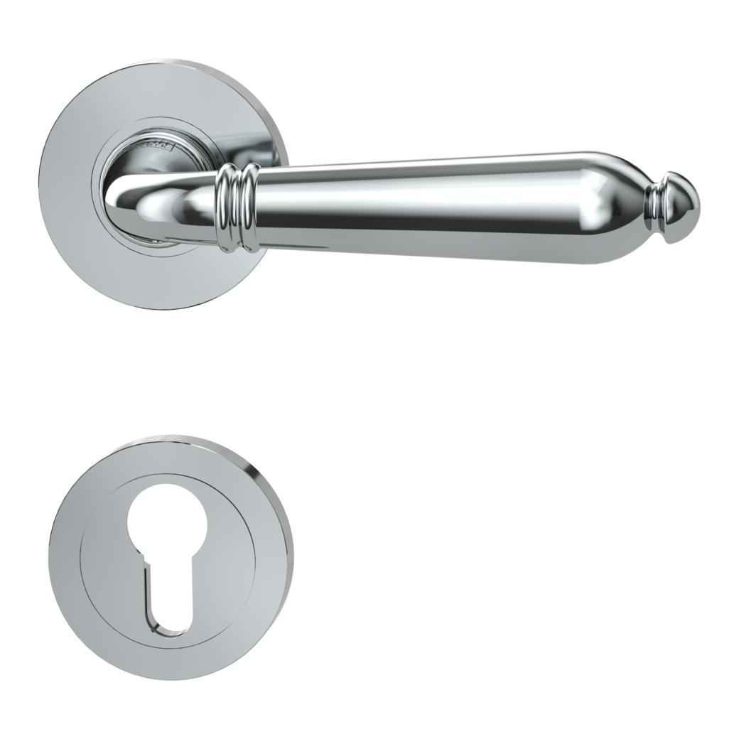 door handle set CAROLA screw on cl4 rose set round euro profile chrome