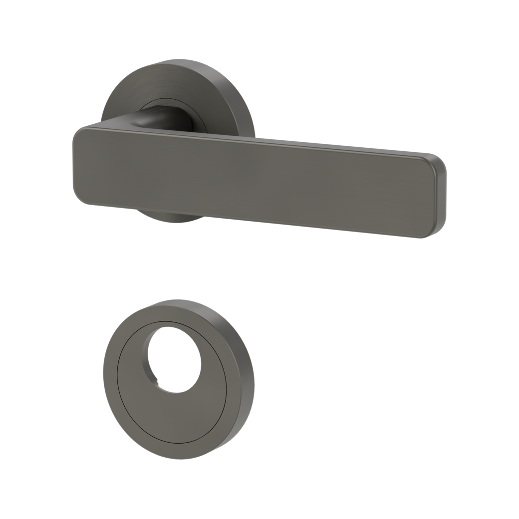 door handle set MINIMAL MODERN screw on cl4 rose set round swiss profile cashmere grey