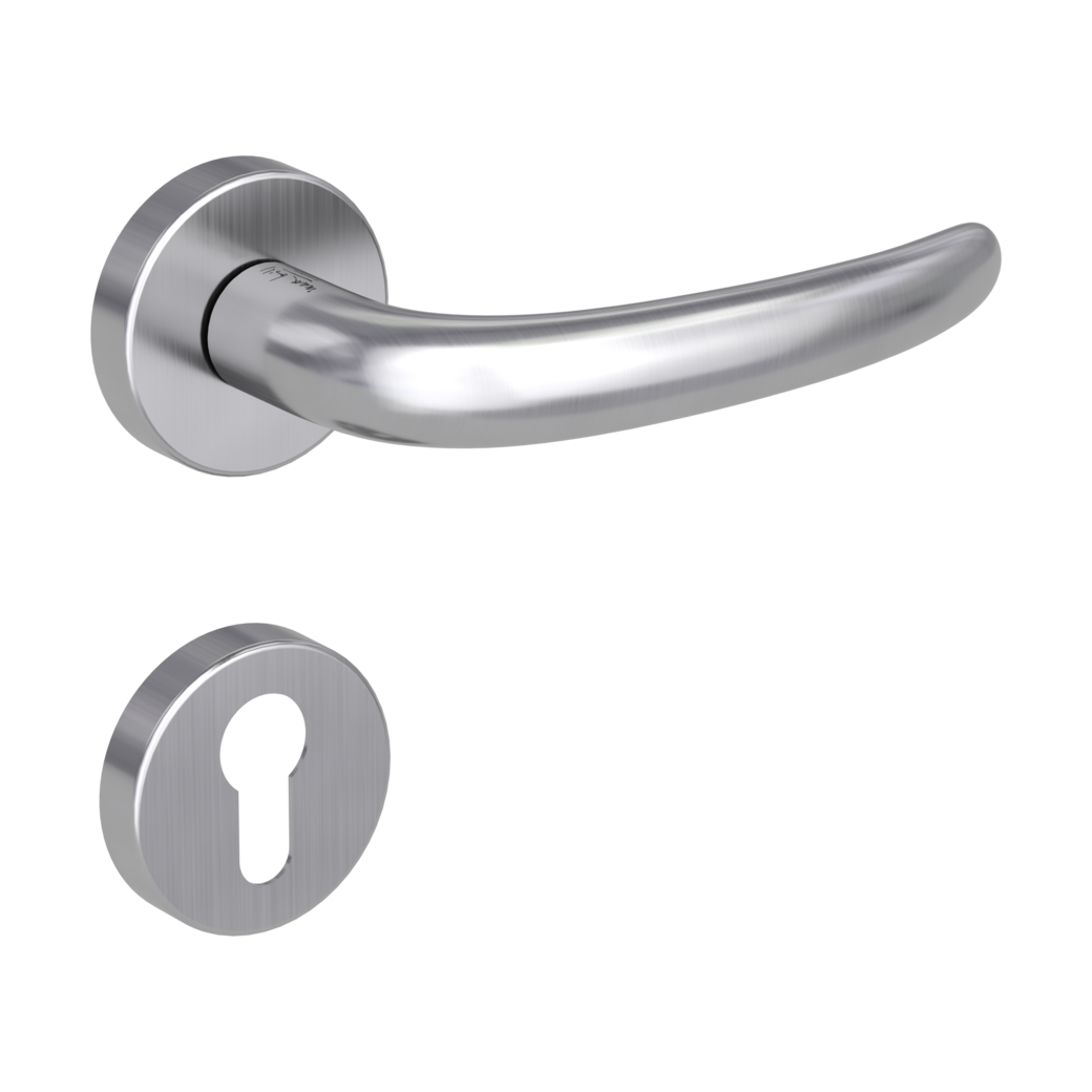 door handle set ULMER GRIFF clip on cl3 rose set round euro profile brushed steel