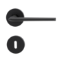 Isolated product image in perfect product view shows the GRIFFWERK rose set REMOTE in the version mortice lock - graphite black - screw on technique