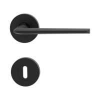 Isolated product image in perfect product view shows the GRIFFWERK rose set REMOTE in the version mortice lock - graphite black - screw on technique