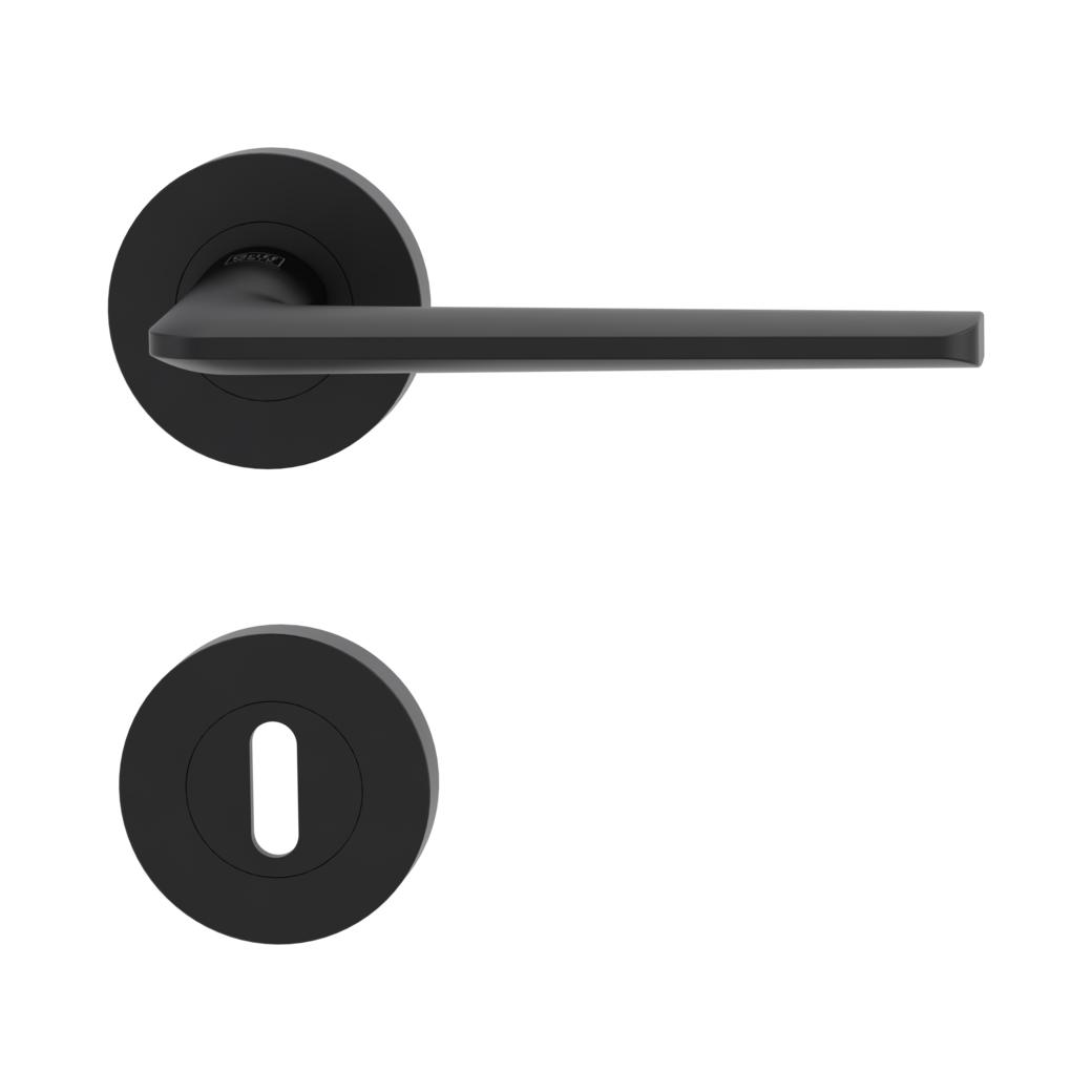 REMOTE door handle set Screw-on system GK4 round escutcheons Cipher bit graphite black