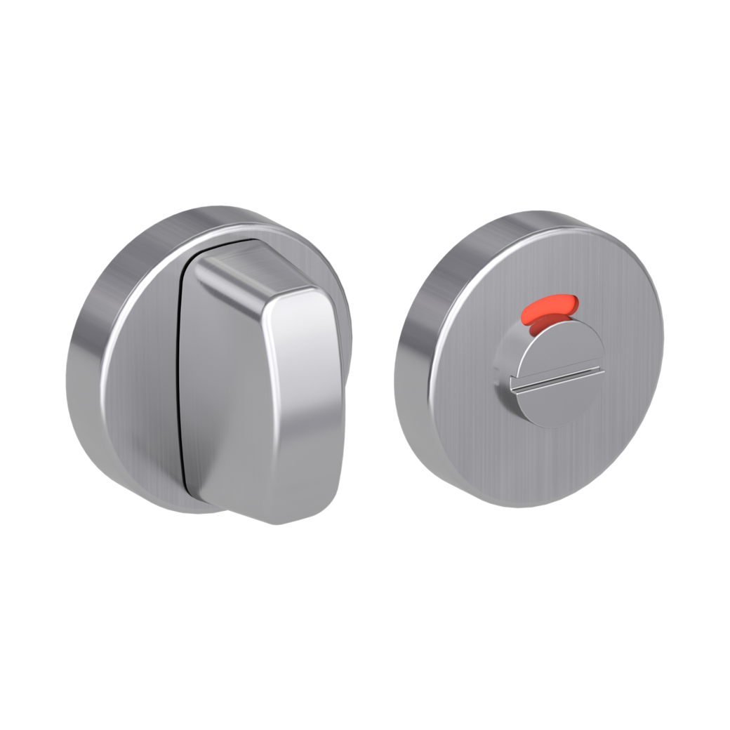 keyhole rose pair round wc red/white clip on brushed steel