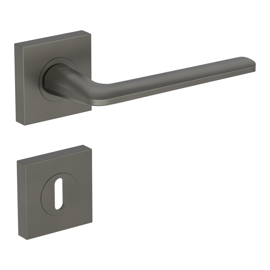 REMOTE door handle set Screw-on sys.GK4 straight-edged escut. Cipher bit cashmere grey