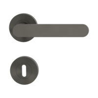 Isolated product image in perfect product view shows the GRIFFWERK rose set AVUS in the version mortice lock - cashmere grey - screw on technique