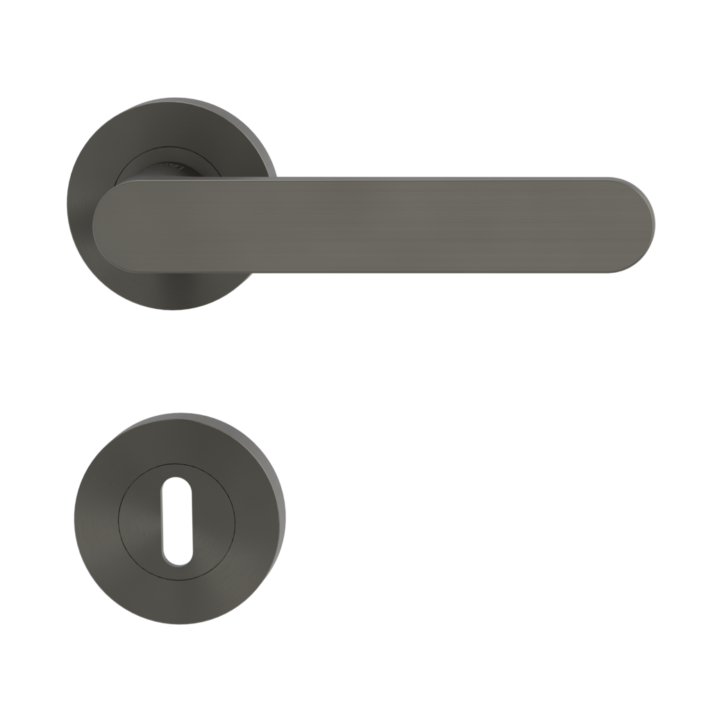 AVUS door handle set Screw-on system GK4 round escutcheons Cipher bit cashmere grey