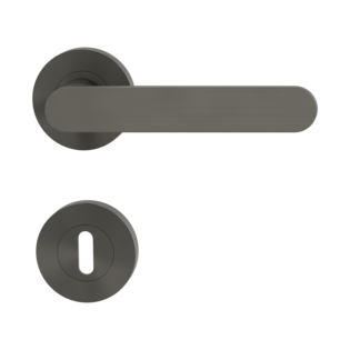 Isolated product image in perfect product view shows the GRIFFWERK rose set AVUS in the version mortice lock - cashmere grey - screw on technique