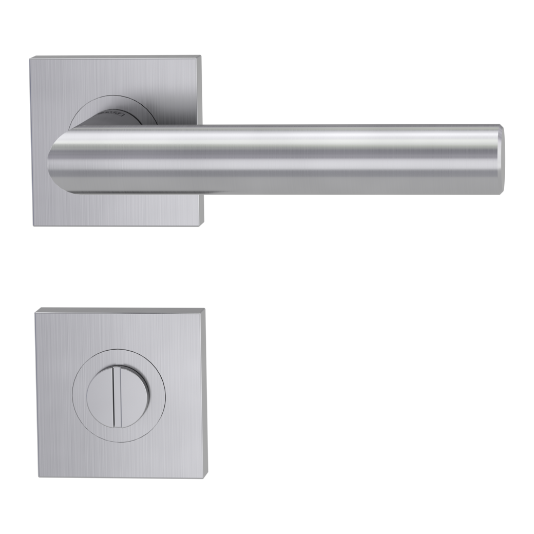 door handle set LUCIA PROF screw on cl3 rose set square wc brushed steel