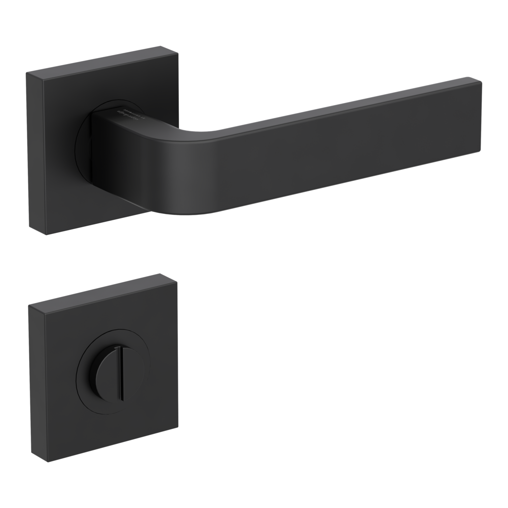 GRAPH door handle set Screw-on sys.GK4 straight-edged escut. WC graphite black