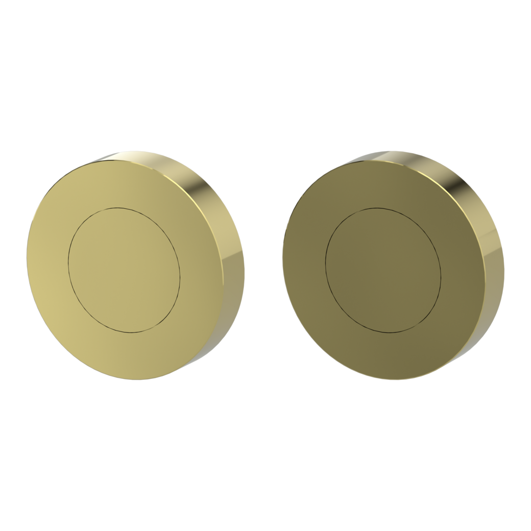 Pair of escutcheons zinc round blank escutcheon Screw-on system brass effect