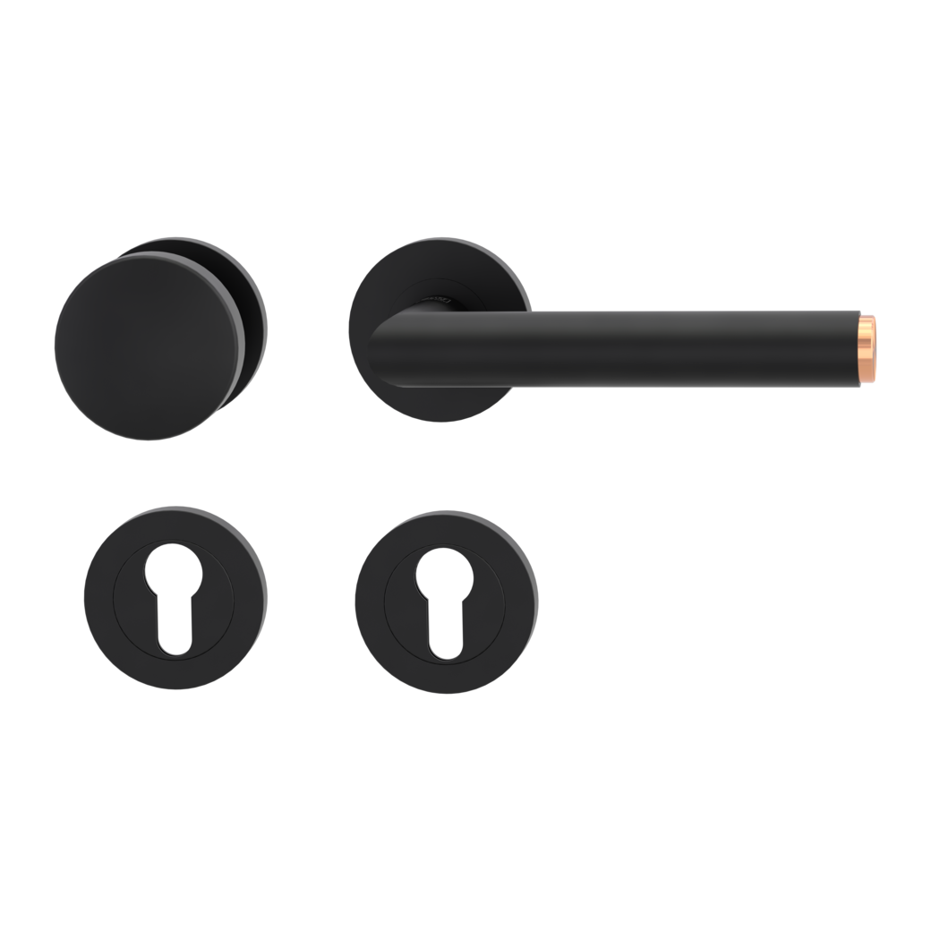 knob handle rose set LUCIA SELECT screw on cl3 rose set round knob R2 graphite black/copper R