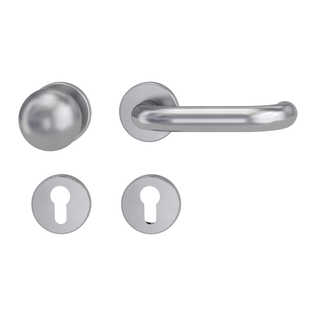 knob handle rose set ALESSIA clip on cl3 rose set round knob R4 brushed steel R