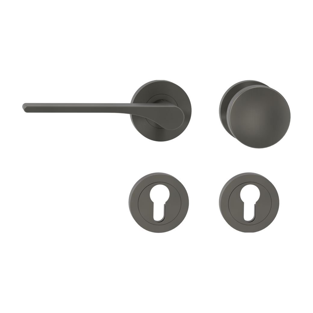 knob handle rose set LEAF LIGHT screw on cl4 rose set round knob R2 34-45mm cashmere grey L