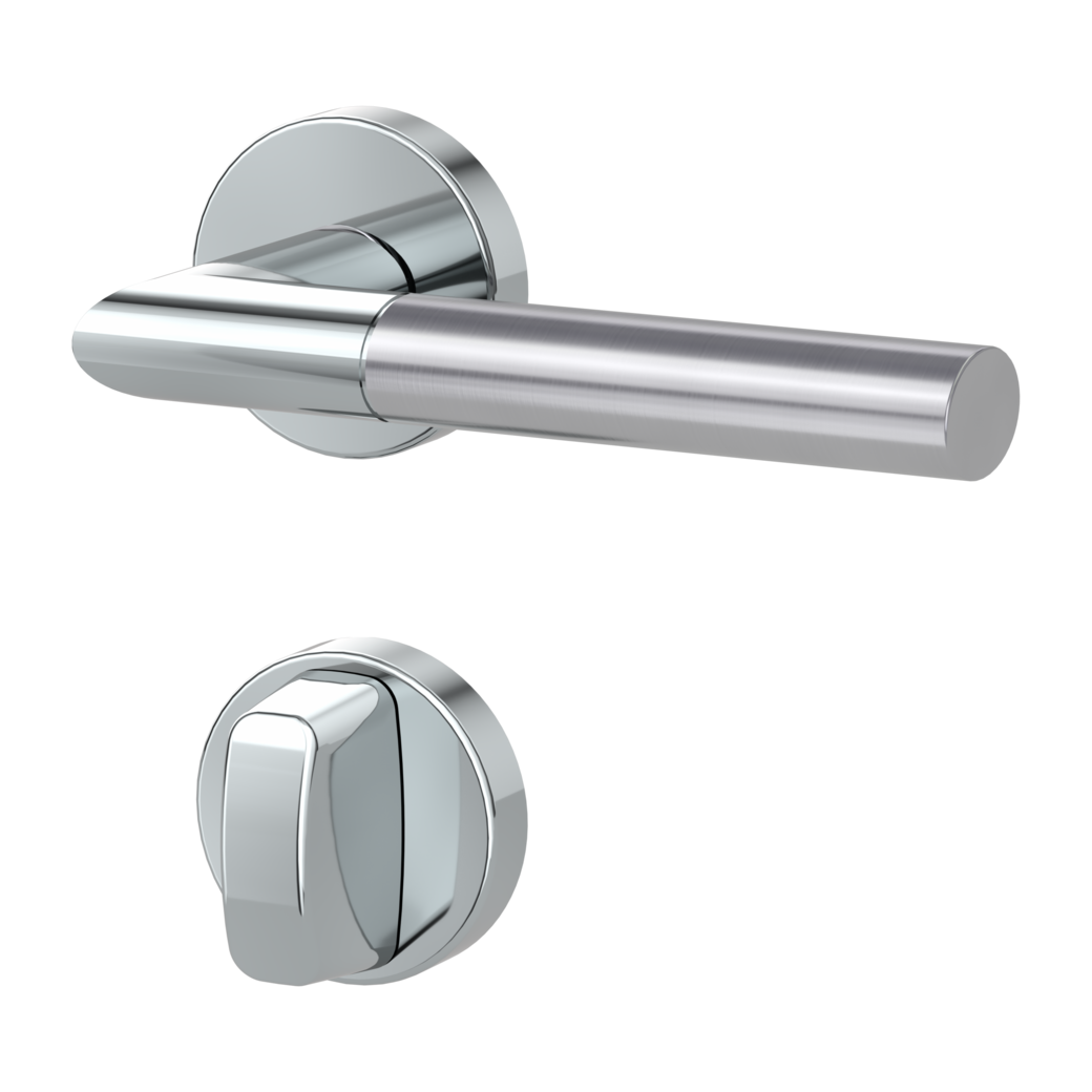 door handle set ARICA clip on cl3 rose set round wc polished/brushed steel