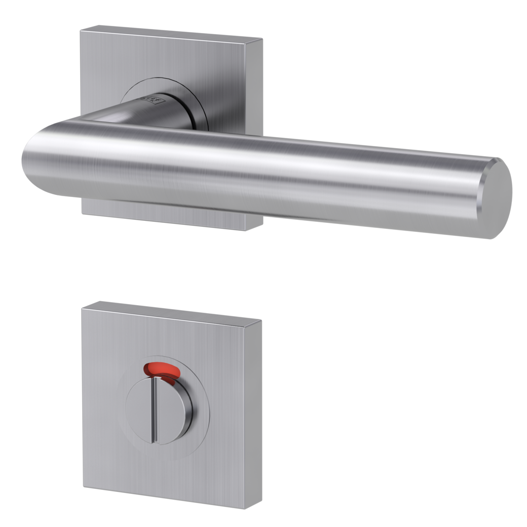 door handle set LUCIA PROF screw on cl3 rose set square wc red/white brushed steel