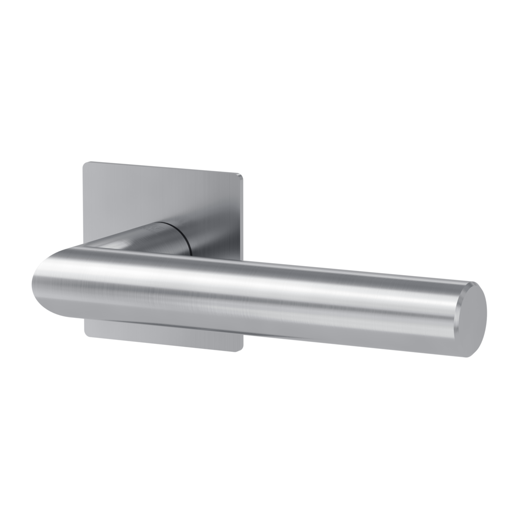 LUCIA PIATTA S QUATTRO door handle set Flat escutcheons straight-edged OS satin stainless steel