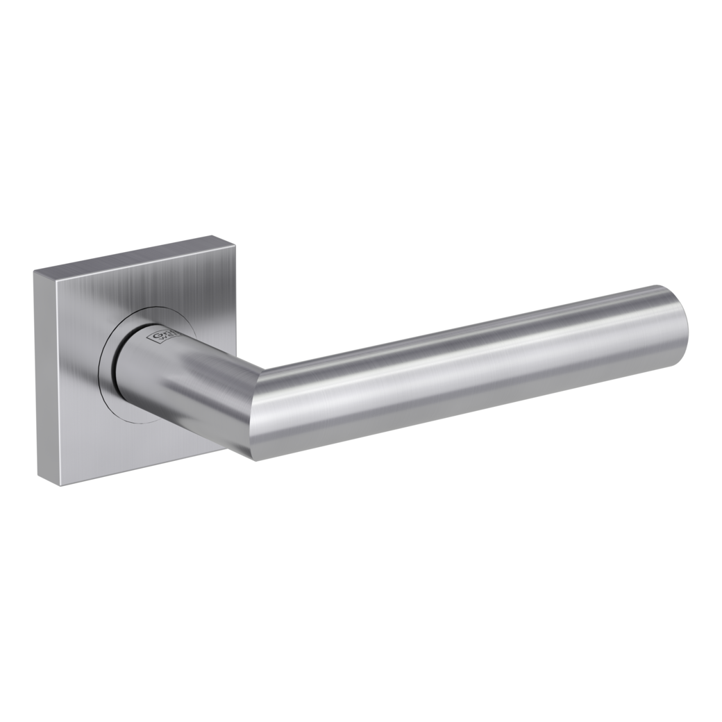 LUCIA PROF door handle set Screw-on sys.GK3 straight-edged escut. OS satin stainless steel