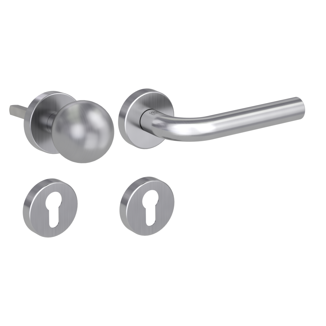 knob handle rose set DANIELA clip on cl3 rose set round knob R4 brushed steel R