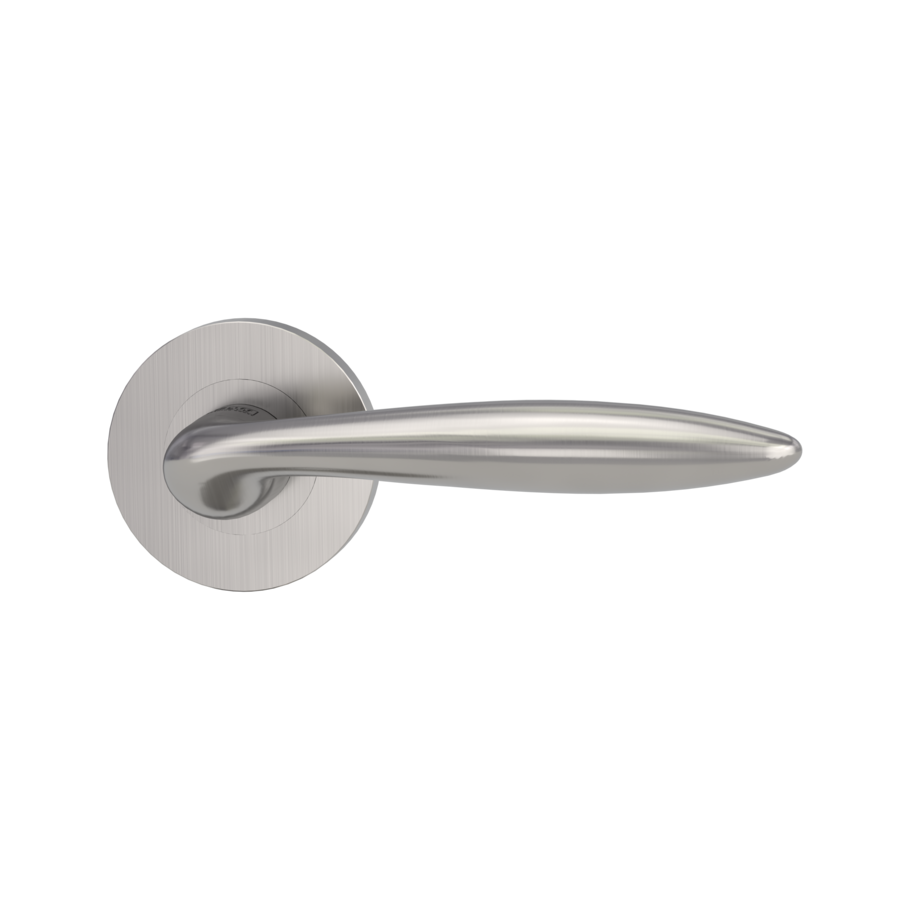 The image shows the Griffwerk door handle set ALINA in the version with rose set round unlockable screw on velvety grey