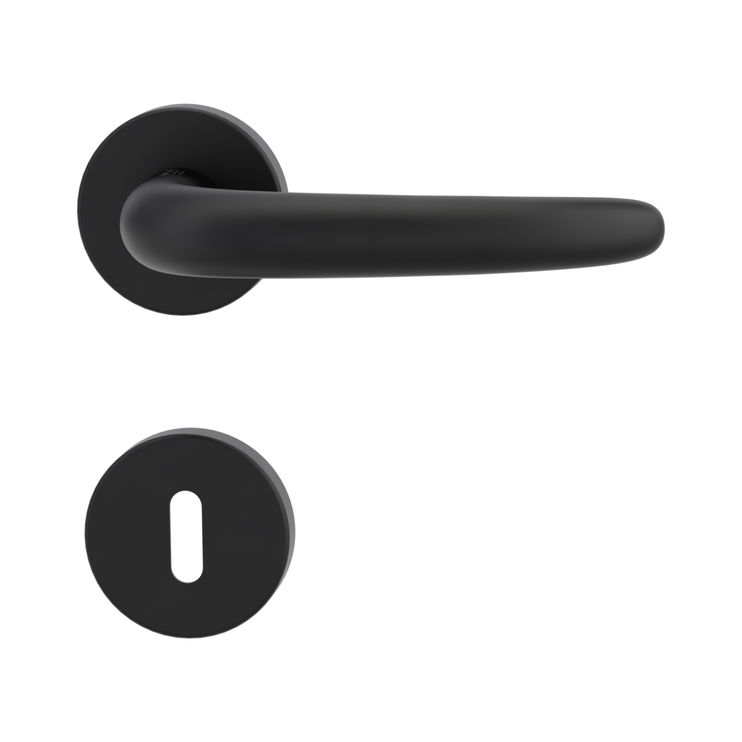 door handle set ULMER GRIFF clip on cl3 rose set round mortice lock graphite black