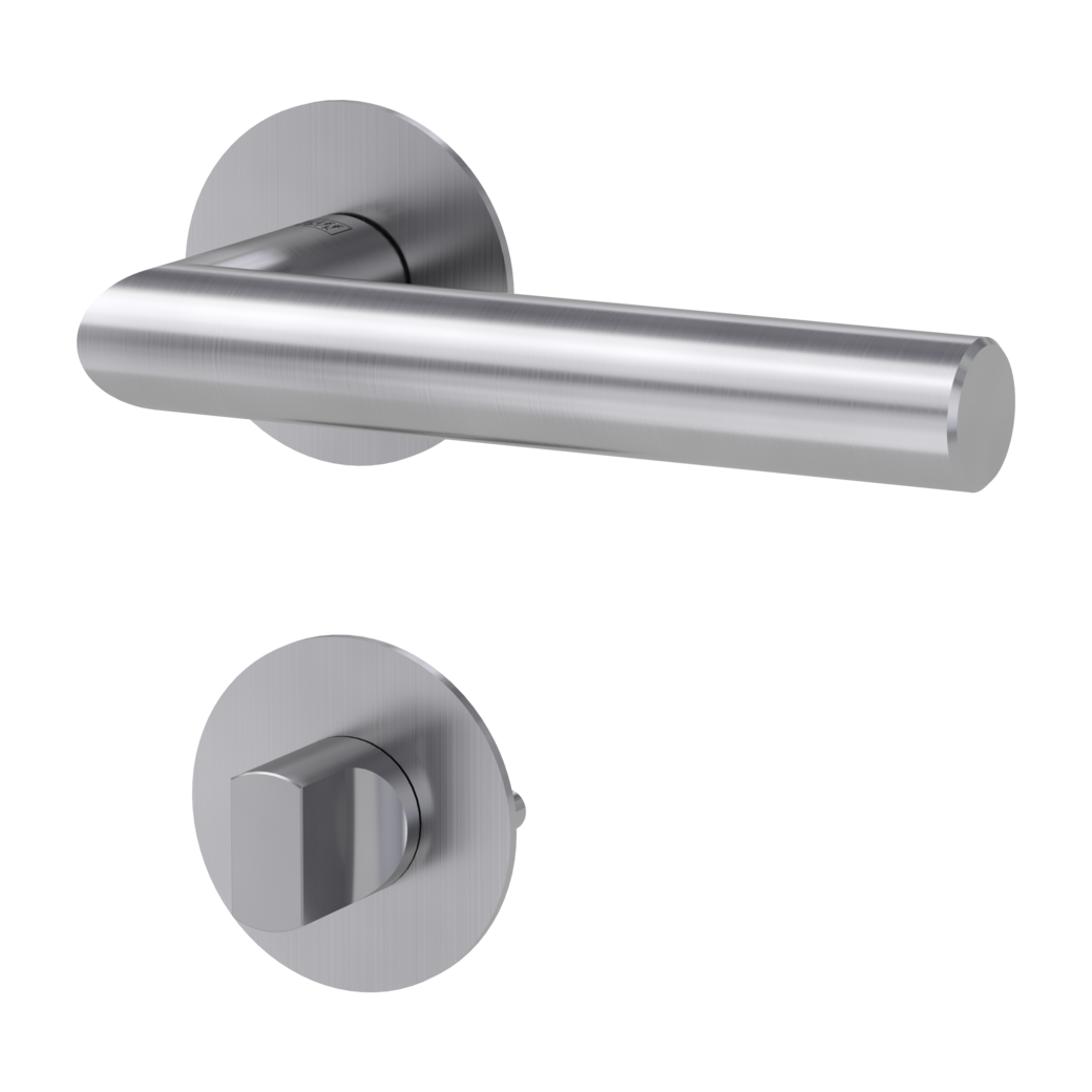 door handle set LUCIA PIATTA S flat rose rose set round wc brushed steel