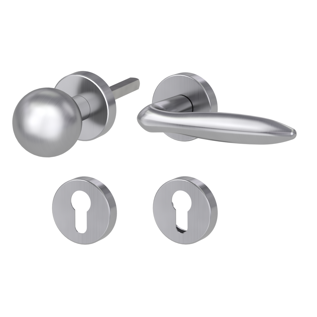 knob handle rose set VERONICA clip on cl3 rose set round knob R4 brushed steel R