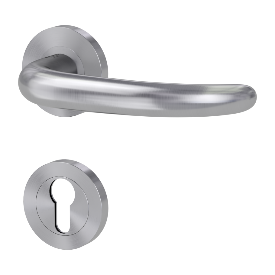 door handle set ULMER GRIFF PROF screw on panic rose set round euro profile brushed steel