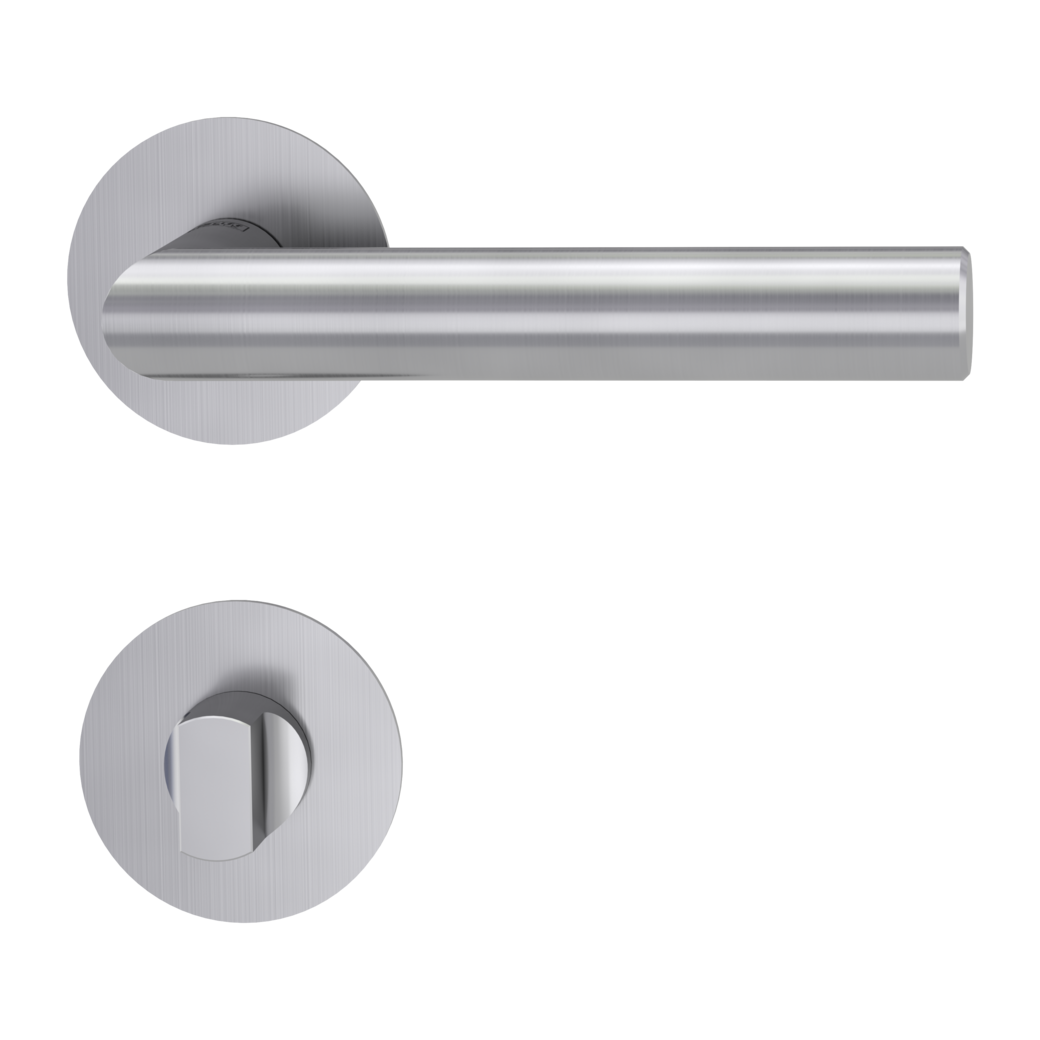 door handle set LUCIA PIATTA S flat rose rose set round wc brushed steel