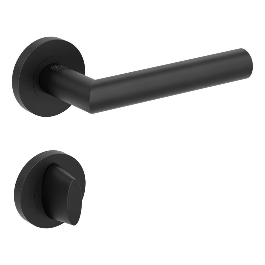 LUCIA PROF door handle set Screw-on system GK3 round escutcheons WC graphite black