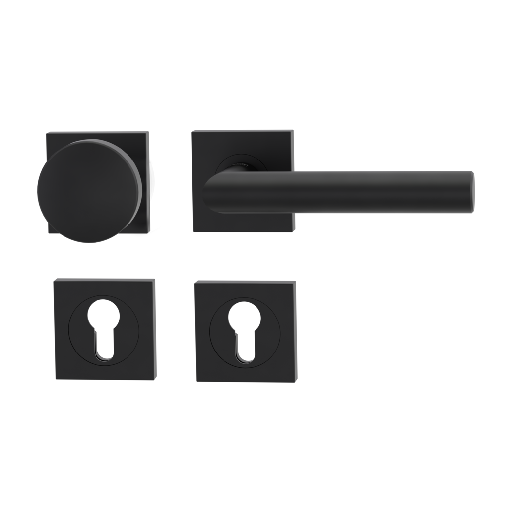 knob handle rose set LUCIA PROF screw on cl3 rose set square knob R2 graphite black R