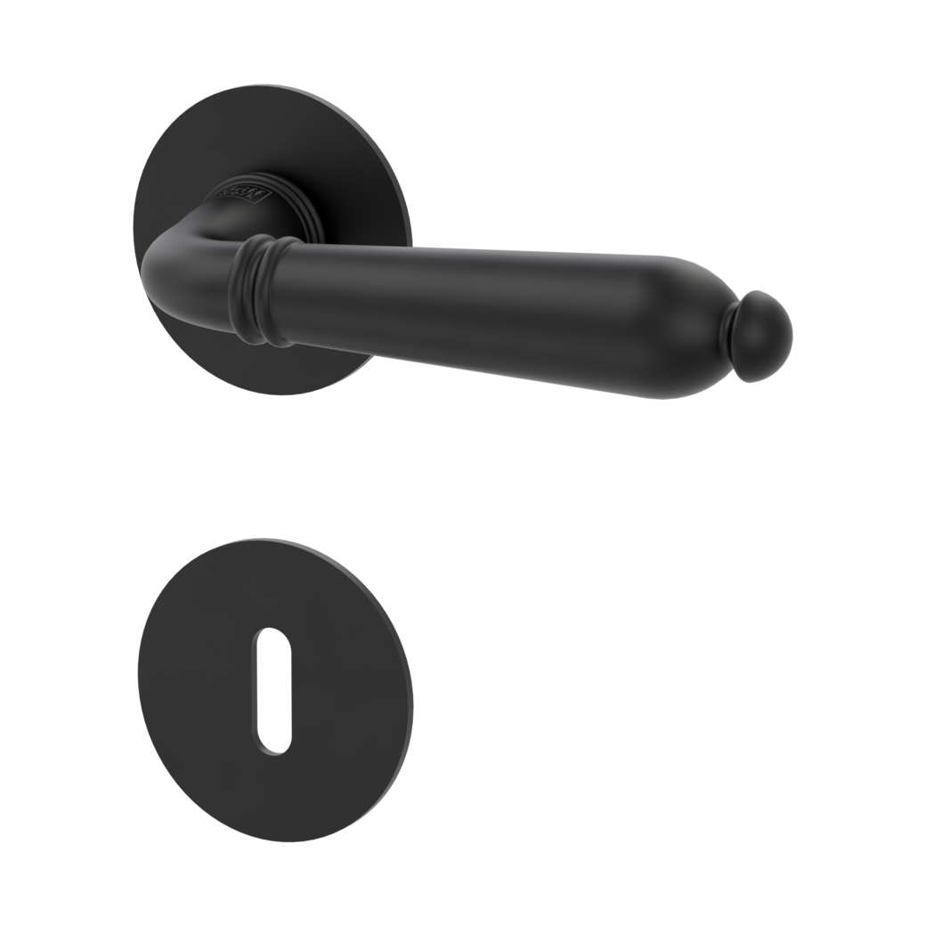 CAROLA PIATTA S door handle set Flat escutcheons round Cipher bit graphite black