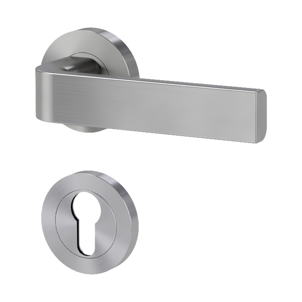 GRAPH door handle set Screw-on system GK4 round escutcheons Profile cylinder velvet grey