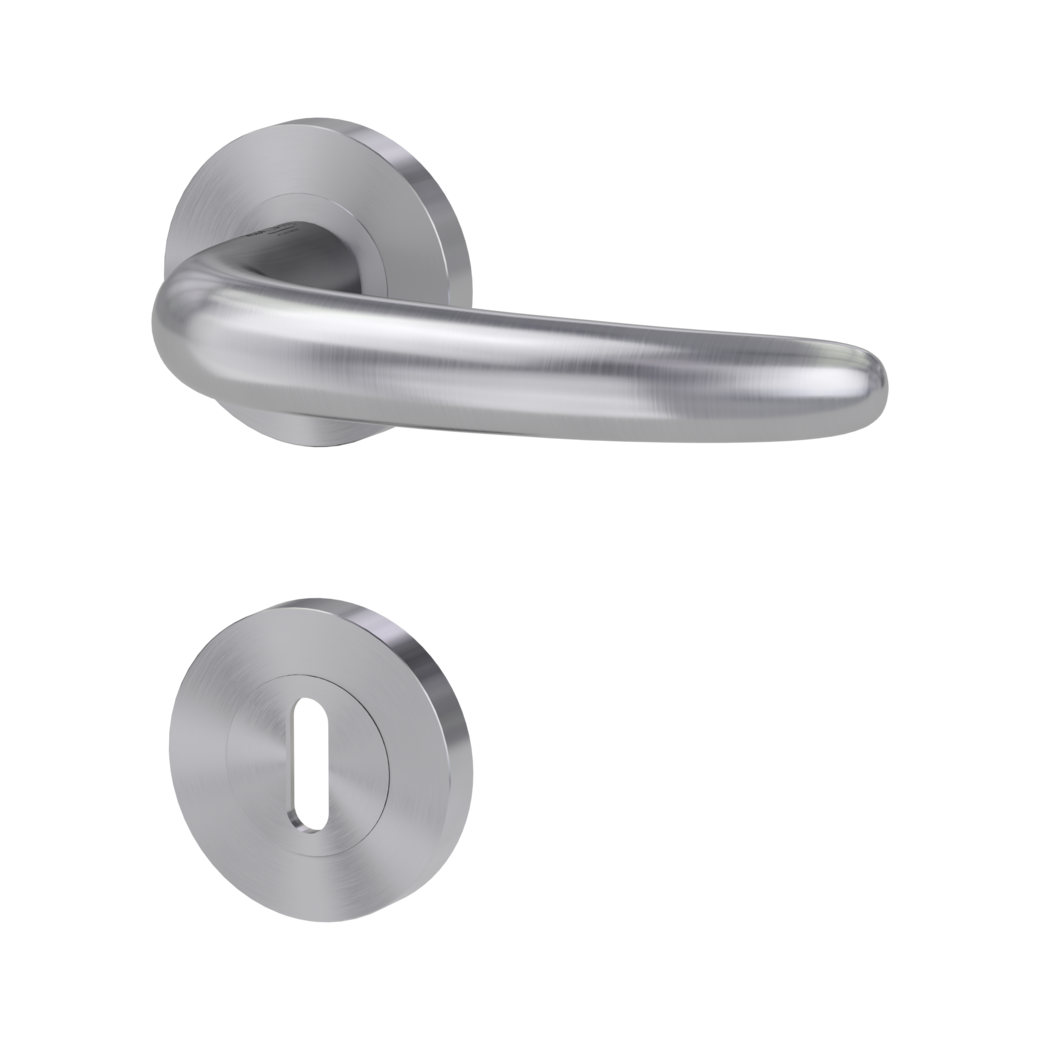 door handle set ULMER GRIFF PROF screw on cl4 rose set round mortice lock brushed steel