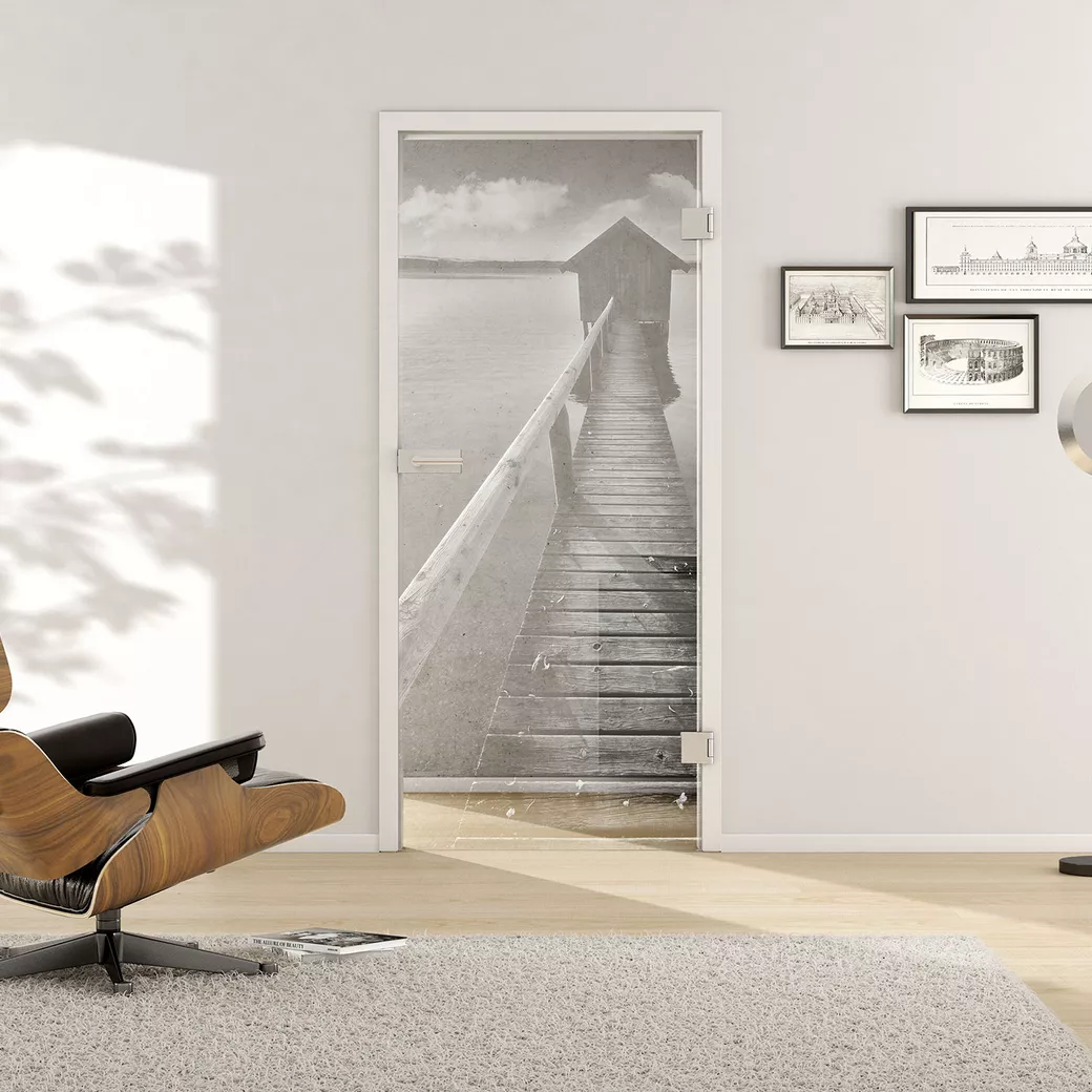 Glass revolving door PHOTO 678 TSG PURE WHITE clear 834x1972x8mm Studio/Office DIN R