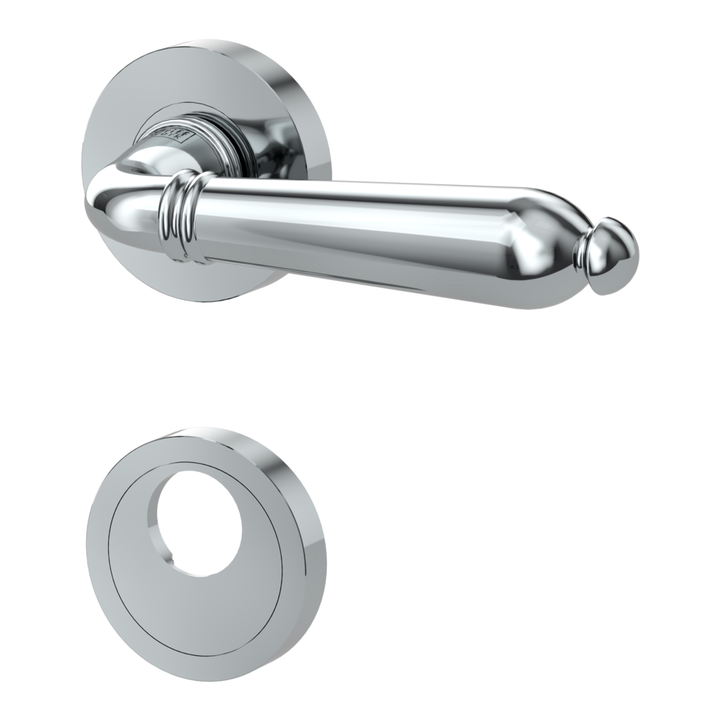 door handle set CAROLA screw on cl4 rose set round swiss profile chrome
