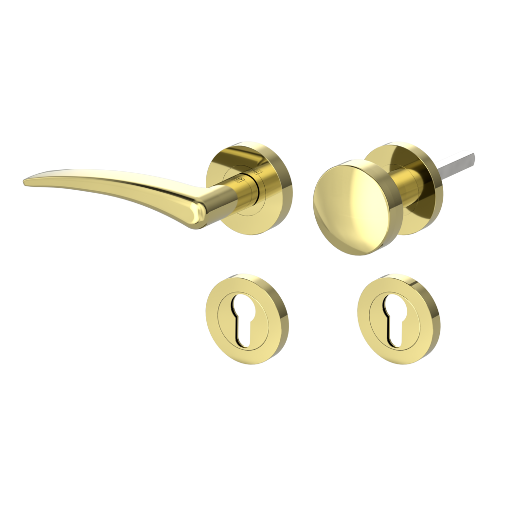 knob handle rose set MARISA screw on cl4 rose set round knob R21 brass look L