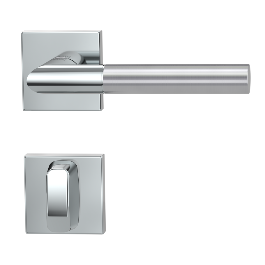 Isolated product image in perfect product view shows the GRIFFWERK rose set square ARICA QUATTRO in the version turn and release - polished/brushed steel - clip on technique